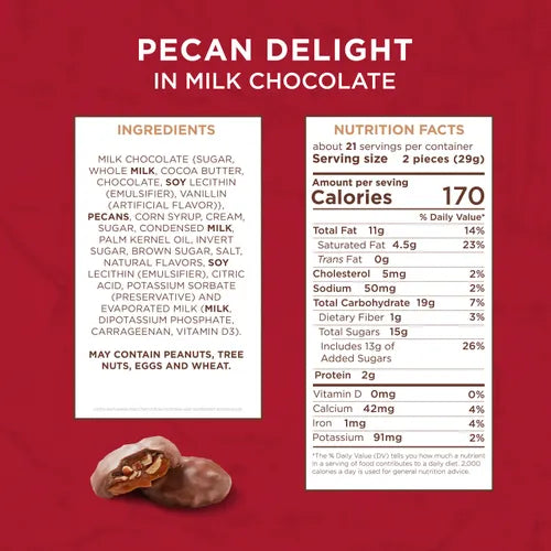Russell Stover Chocolates Milk Chocolate Pecan Delights, 24 oz. bag