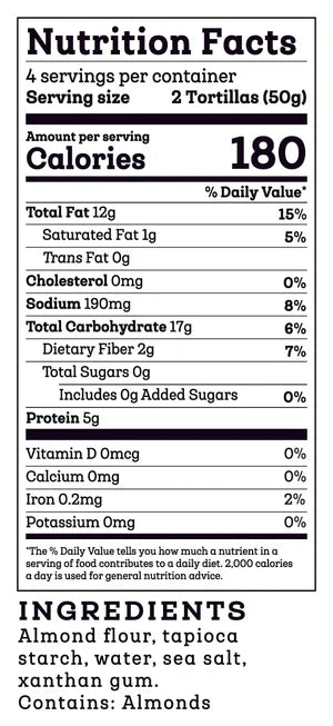 Siete Foods Grain Free Almond Flour Tortillas