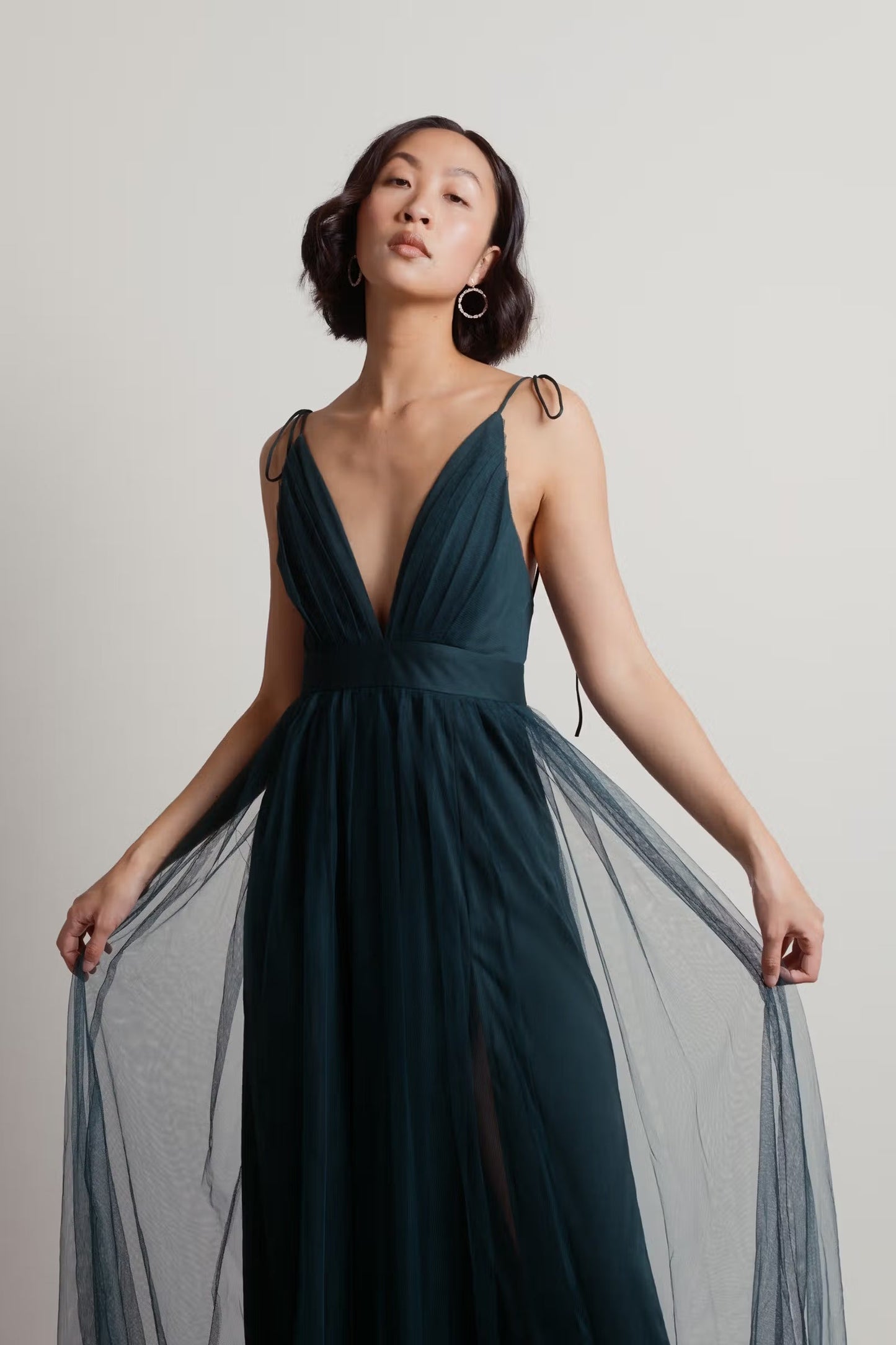 Tobi Slay The Night Deep V Double High Slit Maxi Dress