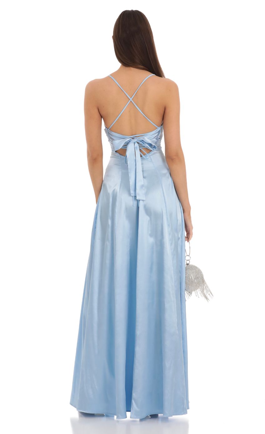Lucy in the Sky Pleated Maxi Dress in Light Blue