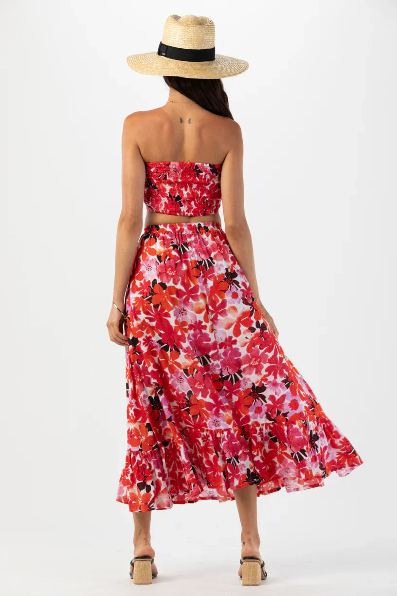 Tiare Hawaii Capri Skirt - Fiji Flowers Red