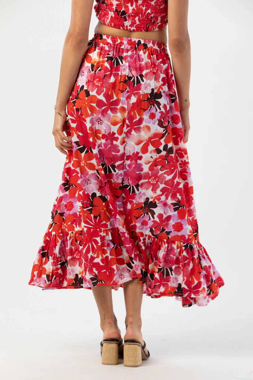 Tiare Hawaii Capri Skirt - Fiji Flowers Red