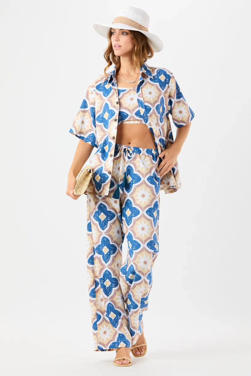 Tiare Hawaii Crete Pant - Spanish Tiles Blue
