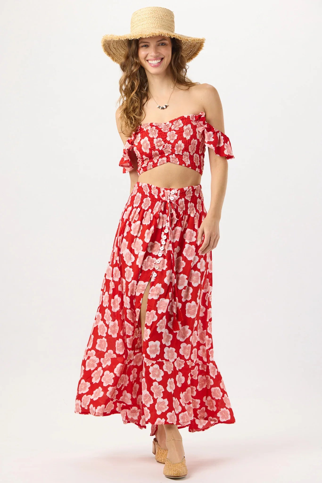 Tiare Hawaii Dakota Skirt - Lanai Floral Red