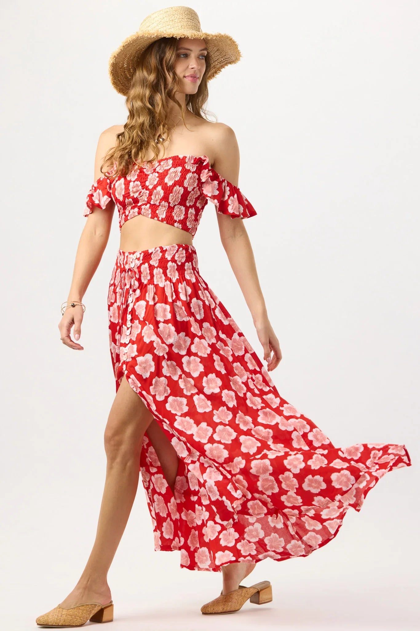 Tiare Hawaii Dakota Skirt - Lanai Floral Red