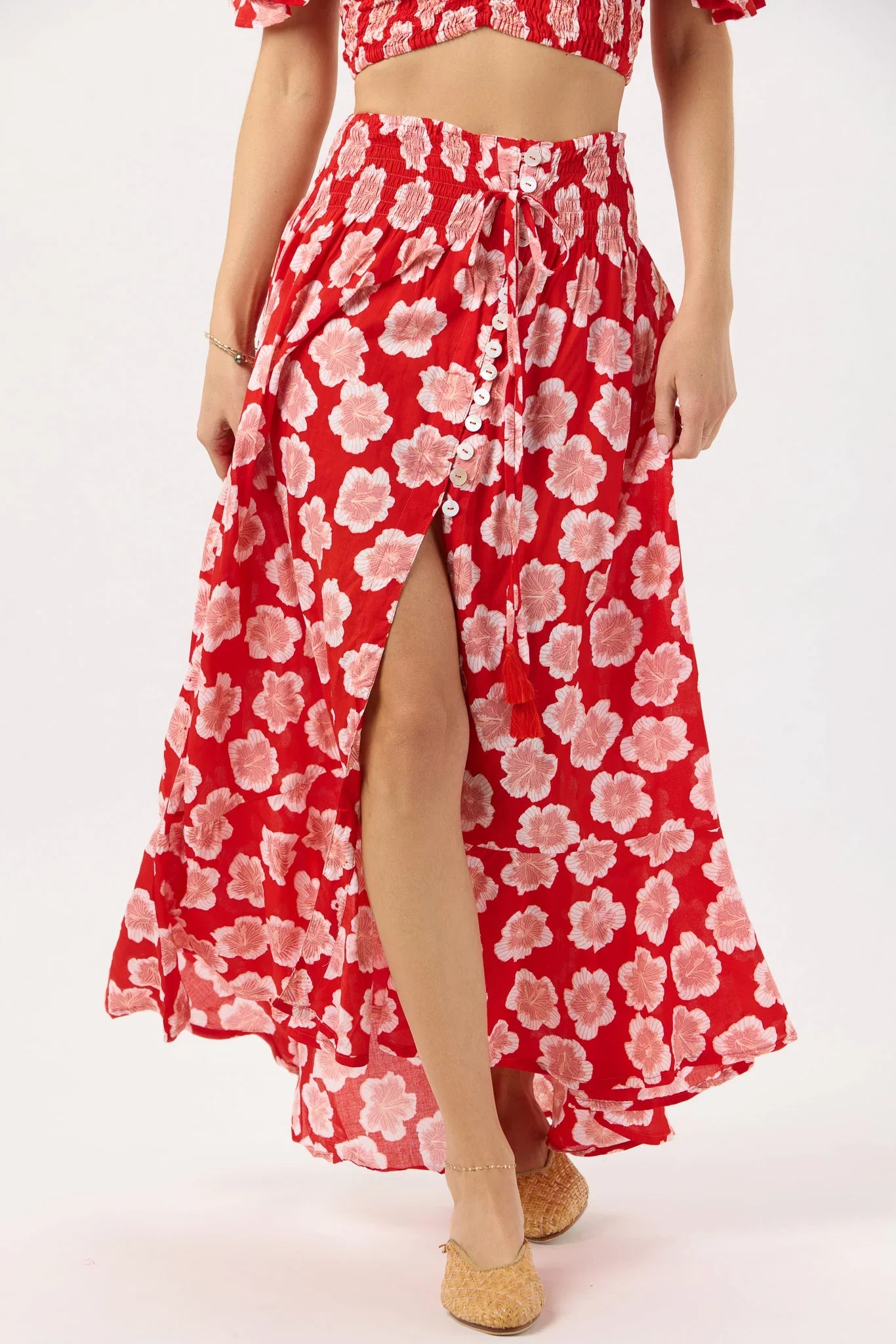 Tiare Hawaii Dakota Skirt - Lanai Floral Red