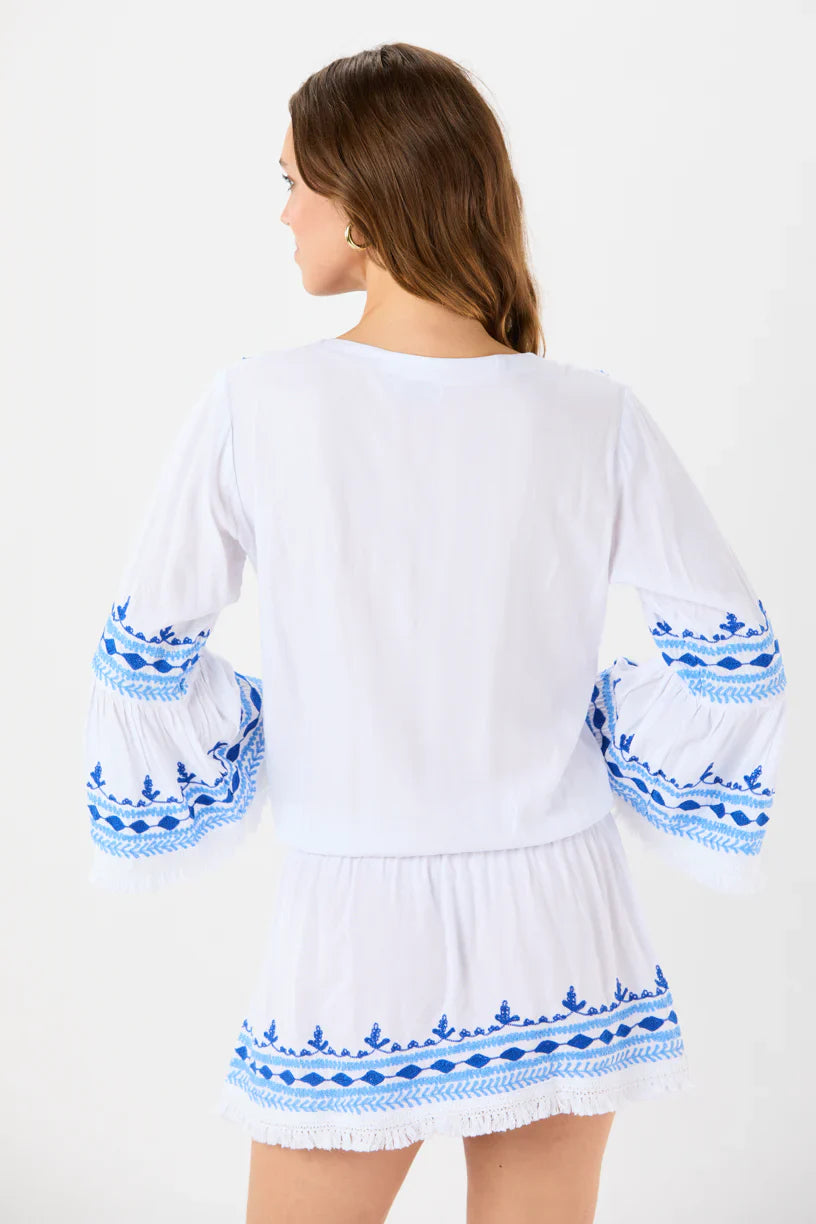 Tiare Hawaii Greek Islands Mini Dress - White Santorini Light Blue