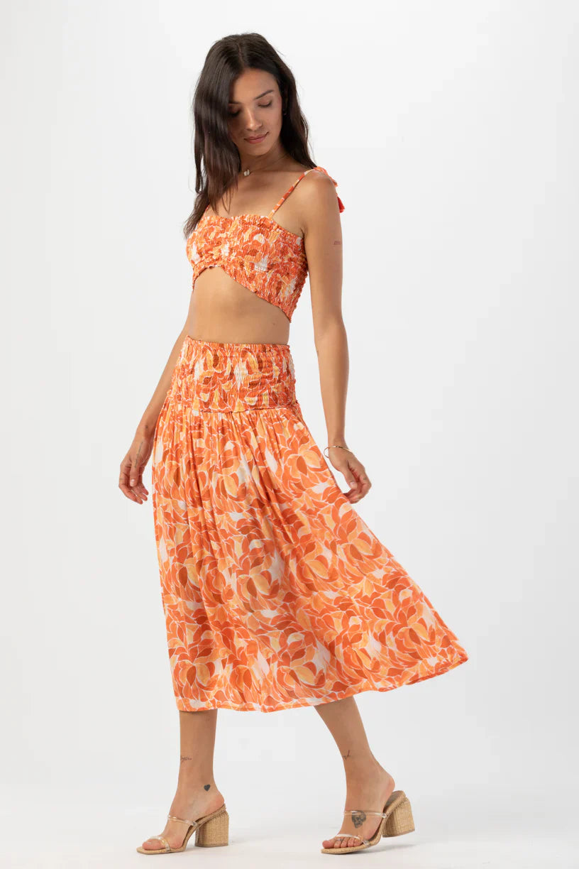 Tiare Hawaii Havana Skirt - Scattered Petals Gold