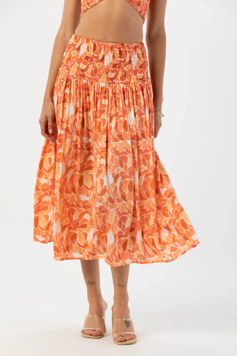 Tiare Hawaii Havana Skirt - Scattered Petals Gold