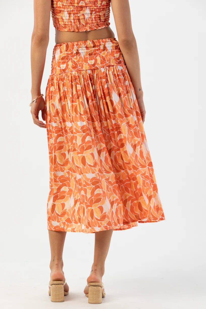 Tiare Hawaii Havana Skirt - Scattered Petals Gold