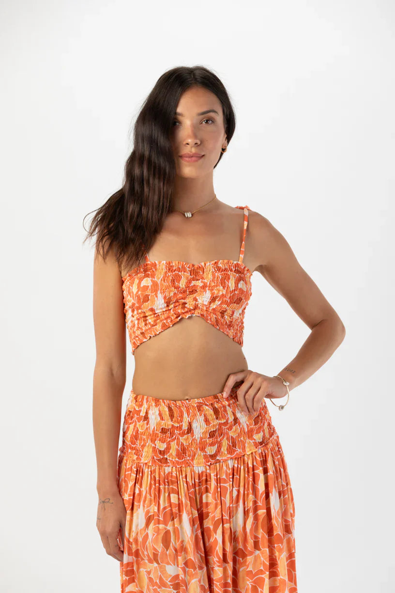 Tiare Hawaii Havana Top - Scattered Petals Gold