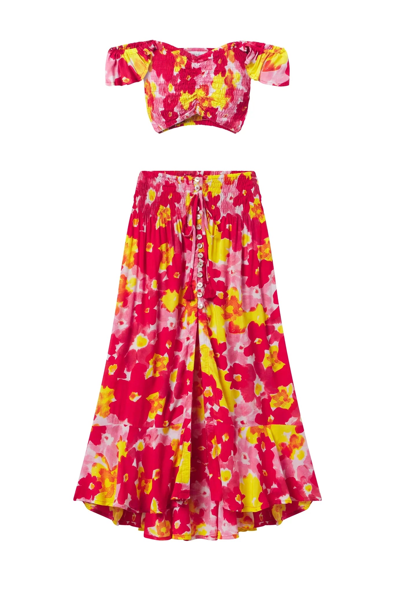 Tiare Hawaii Hollie Crop Top - Watercolor Dreams Red
