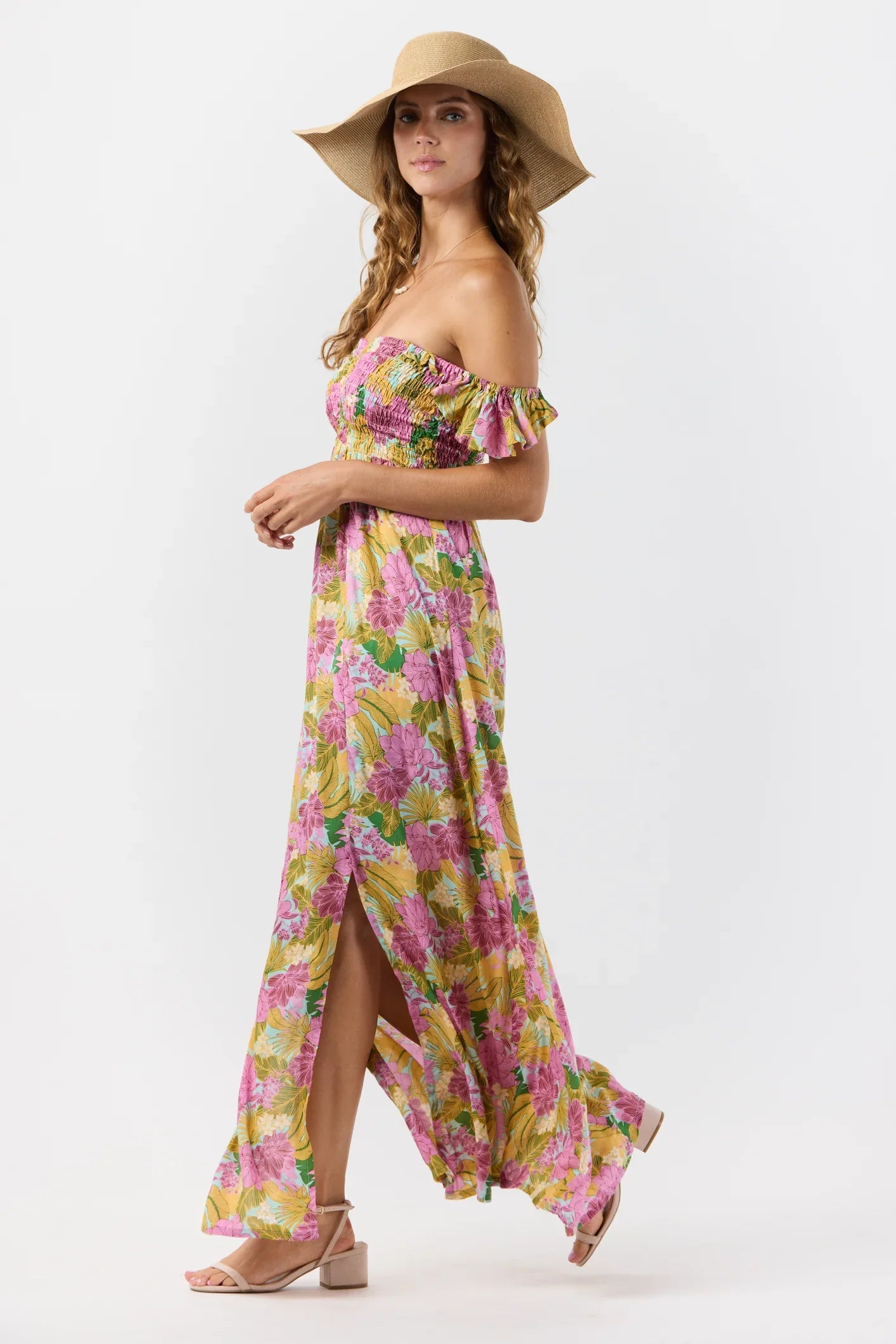 Tiare Hawaii Hollie Maxi Dress - Molokai Florals Aqua