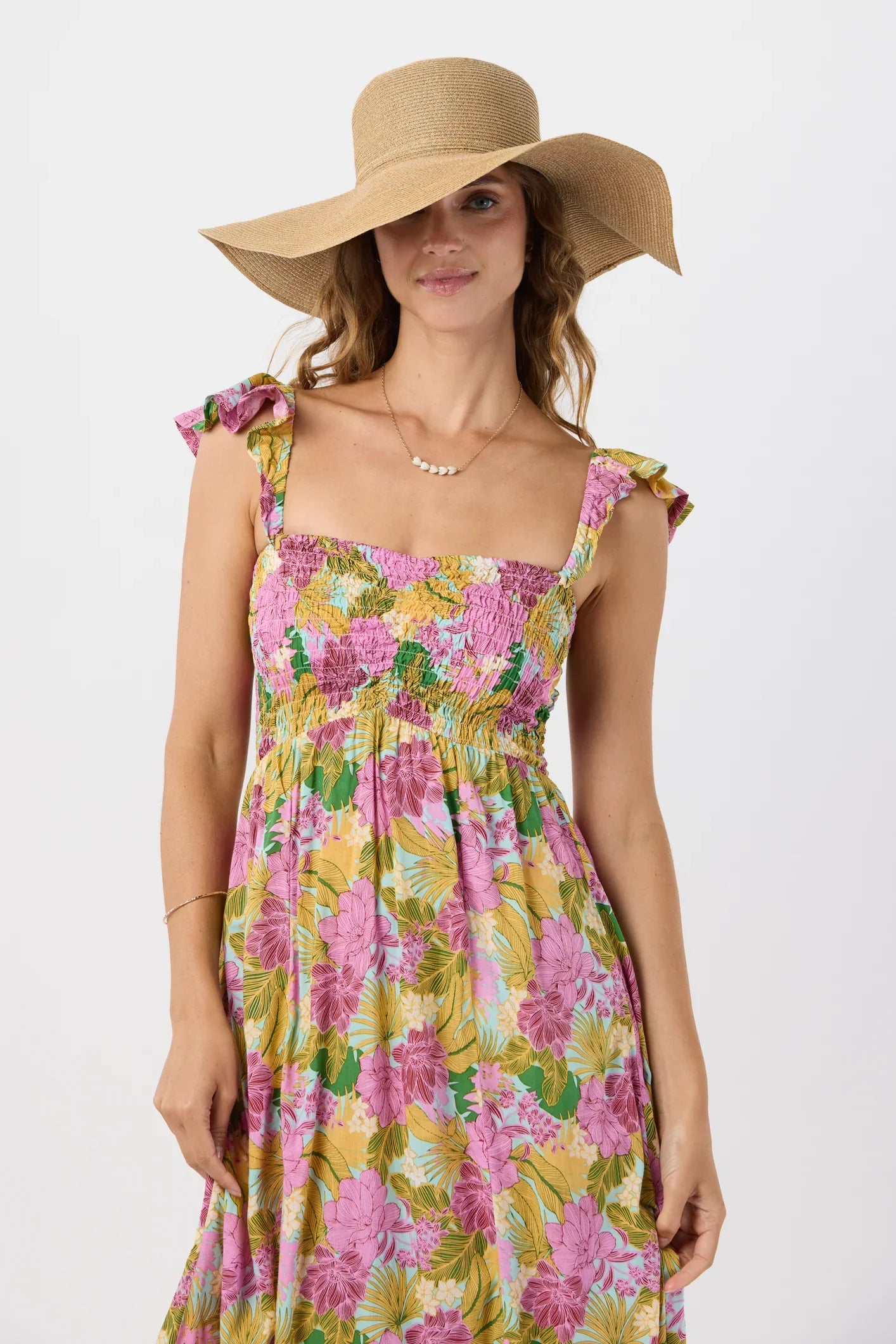 Tiare Hawaii Hollie Maxi Dress - Molokai Florals Aqua