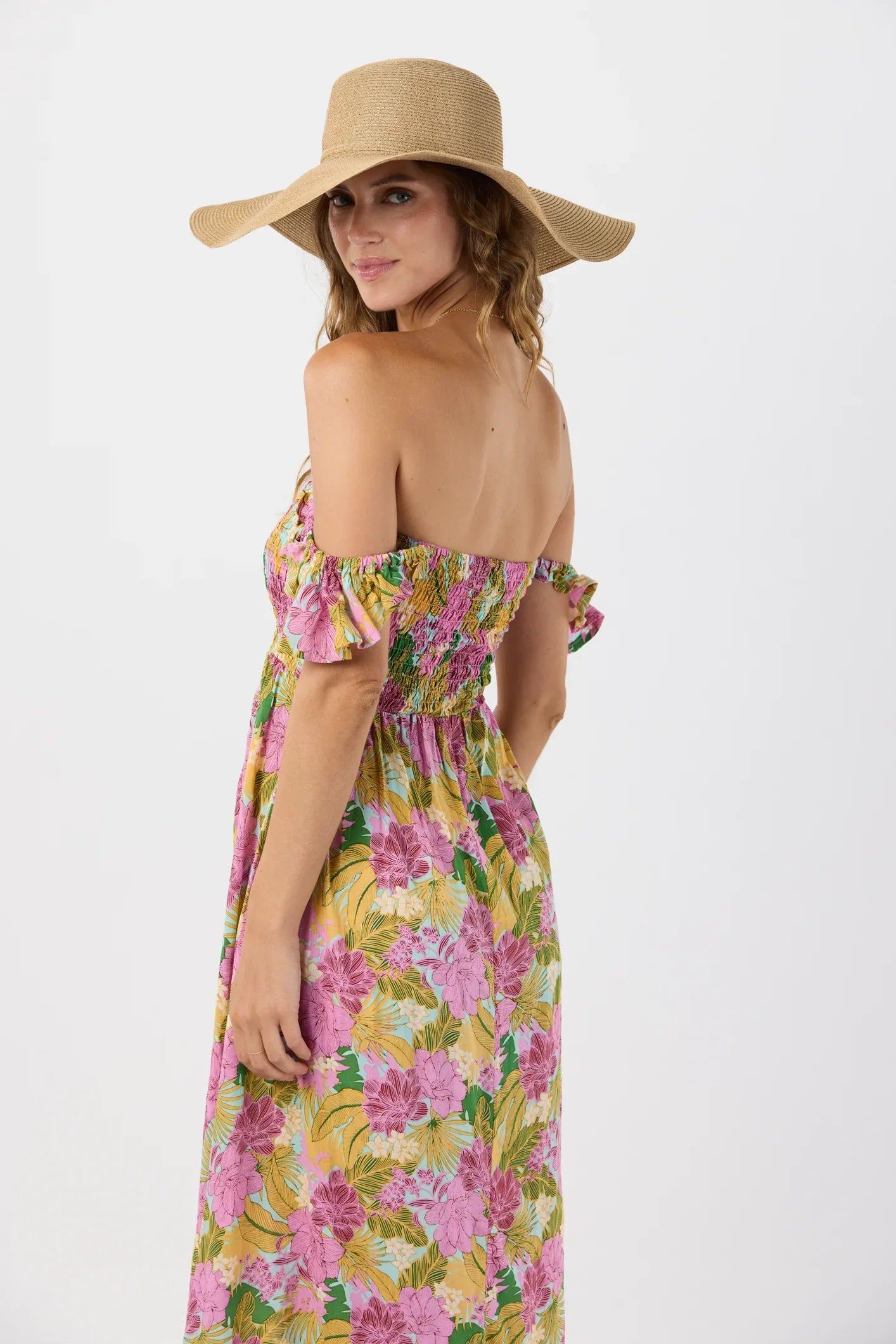 Tiare Hawaii Hollie Maxi Dress - Molokai Florals Aqua