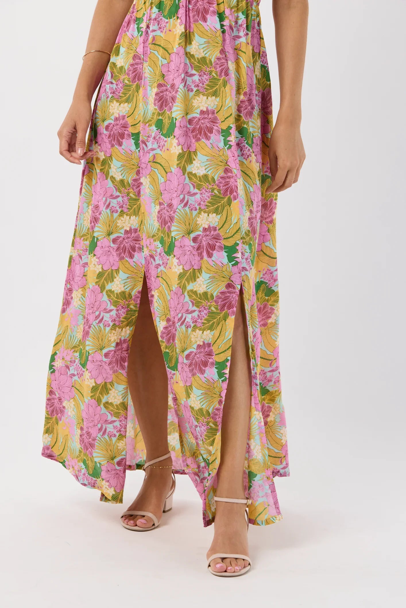Tiare Hawaii Hollie Maxi Dress - Molokai Florals Aqua