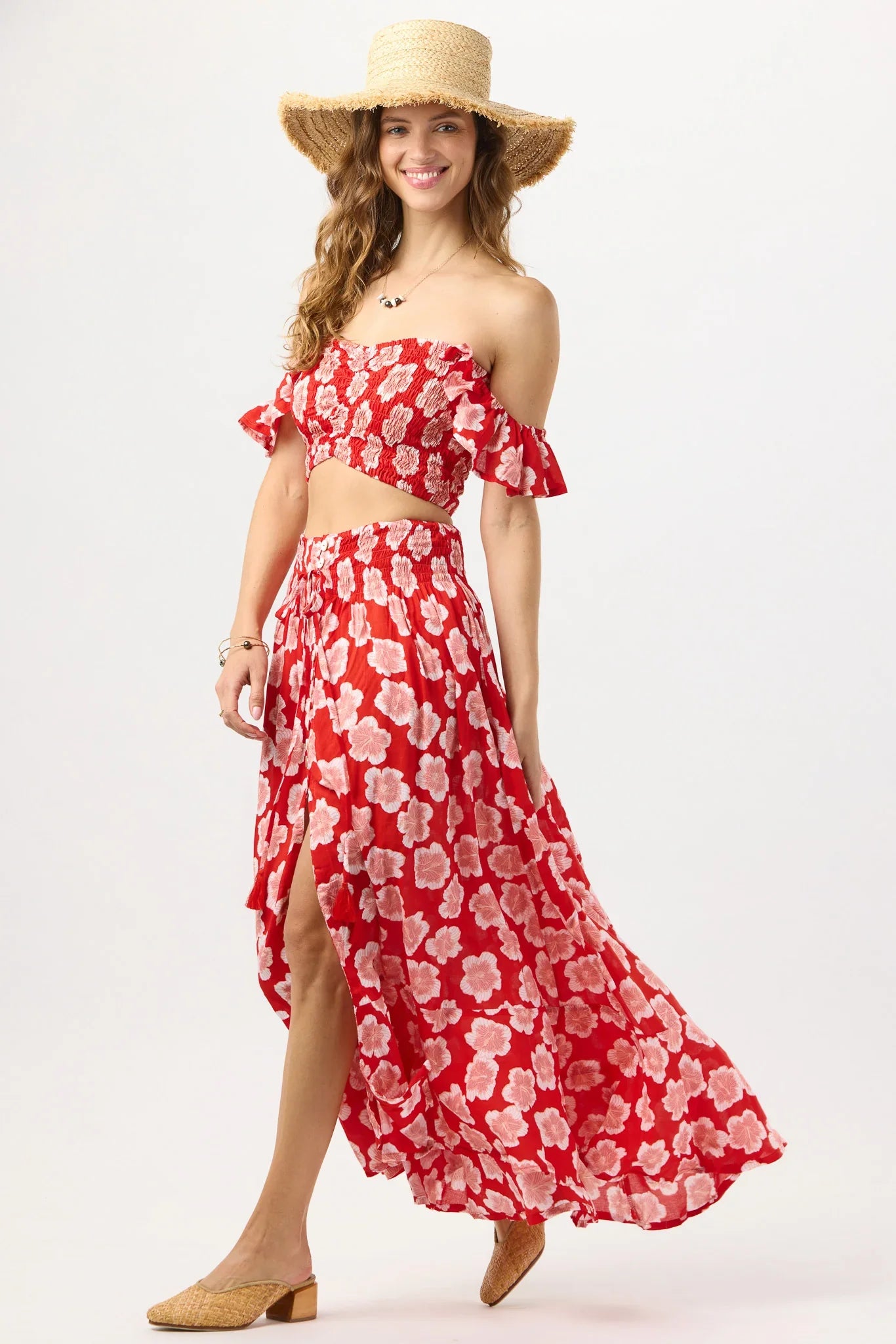 Tiare Hawaii Hollie Crop Top - Lanai Floral Red