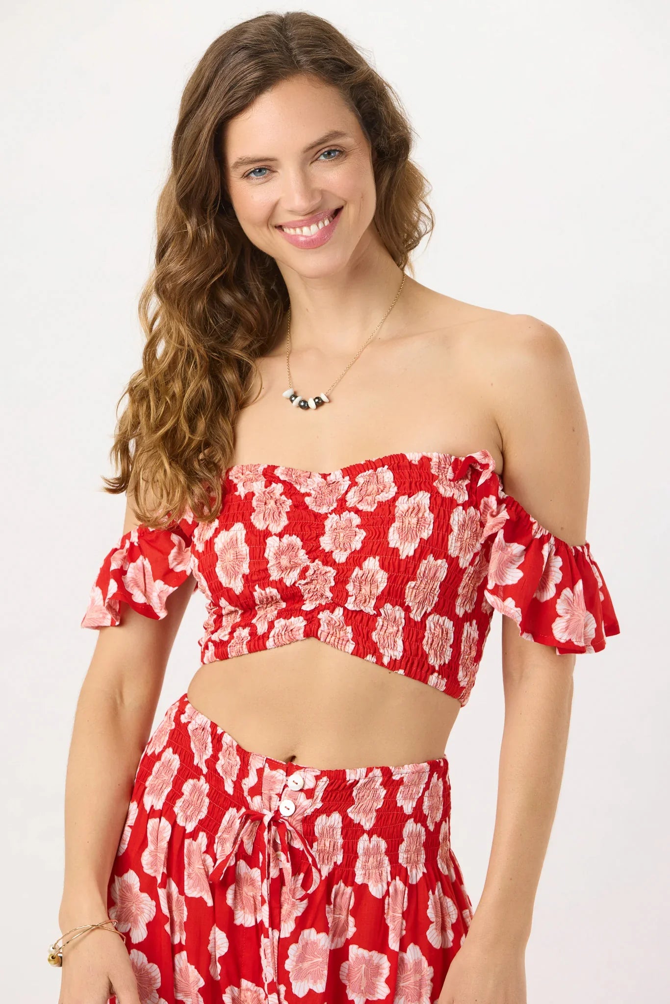 Tiare Hawaii Hollie Crop Top - Lanai Floral Red