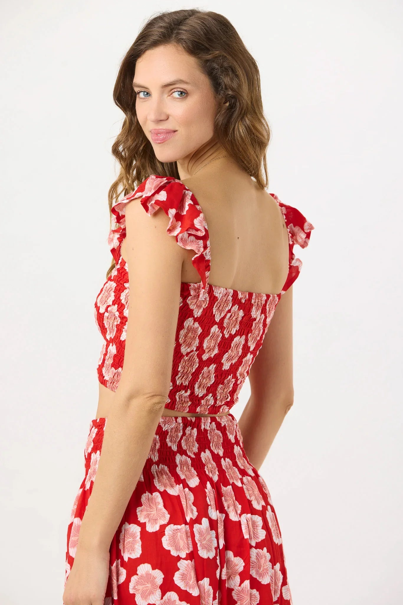 Tiare Hawaii Hollie Crop Top - Lanai Floral Red