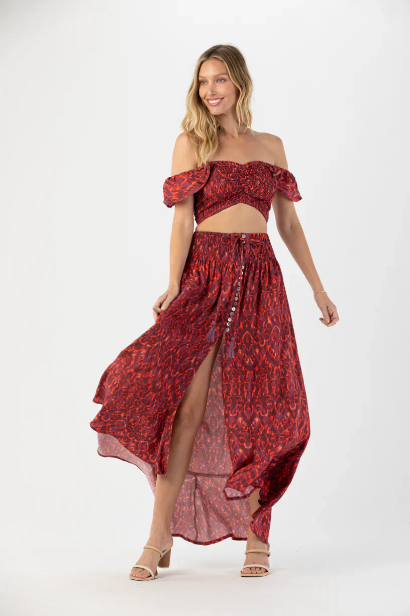 Tiare Hawaii Hollie Crop Top Naturals - Ikat Red
