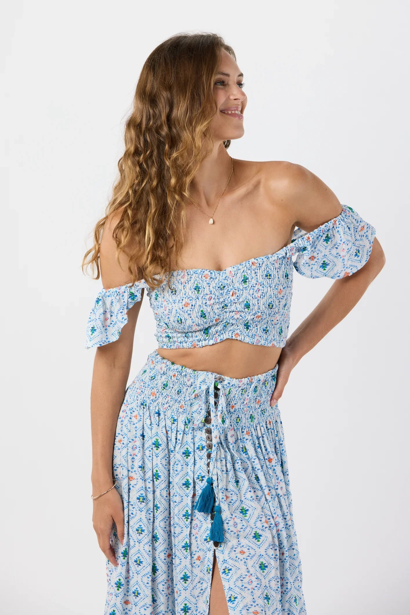 Tiare Hawaii Hollie Crop Top Naturals - Sedona Blue