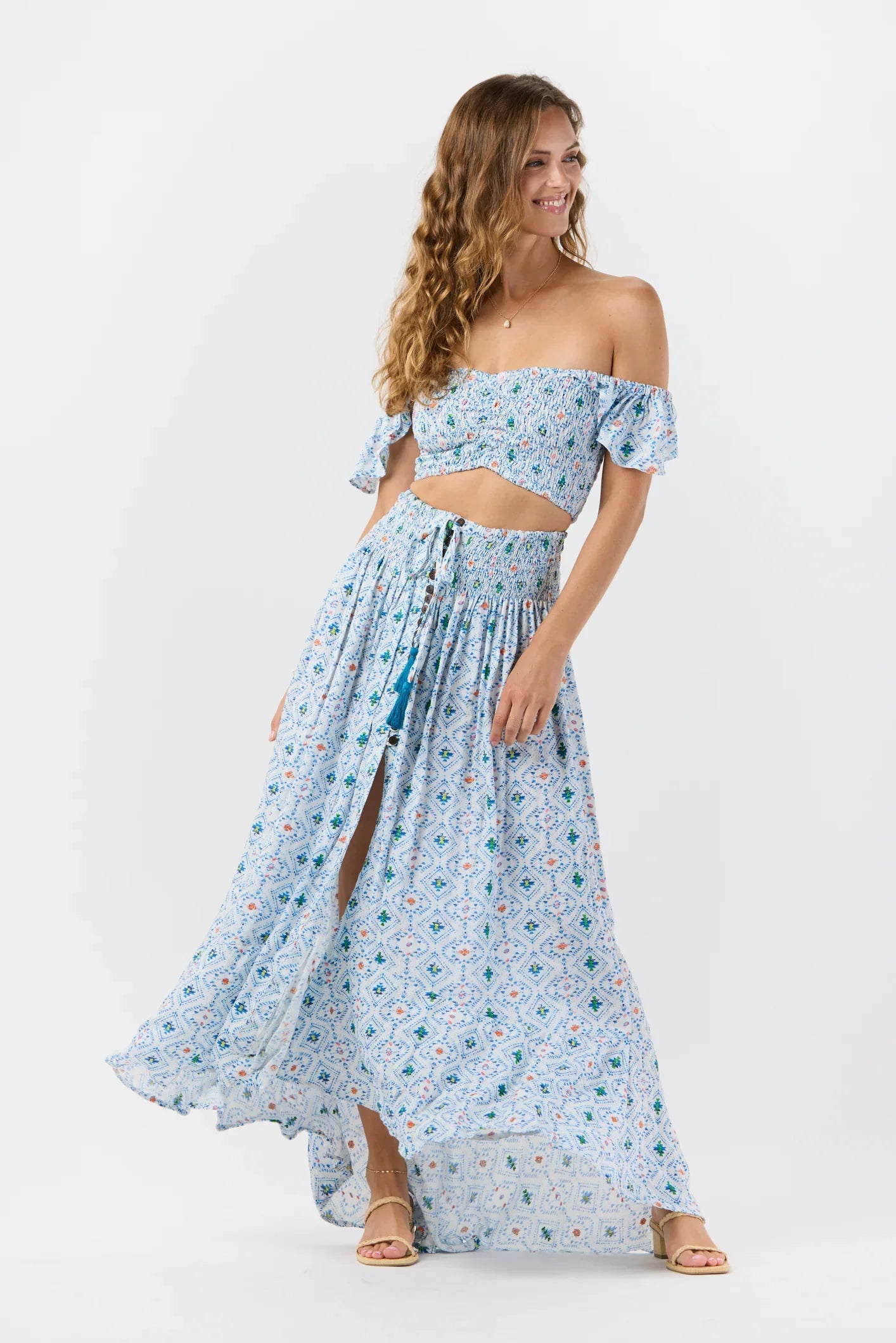 Tiare Hawaii Hollie Crop Top Naturals - Sedona Blue