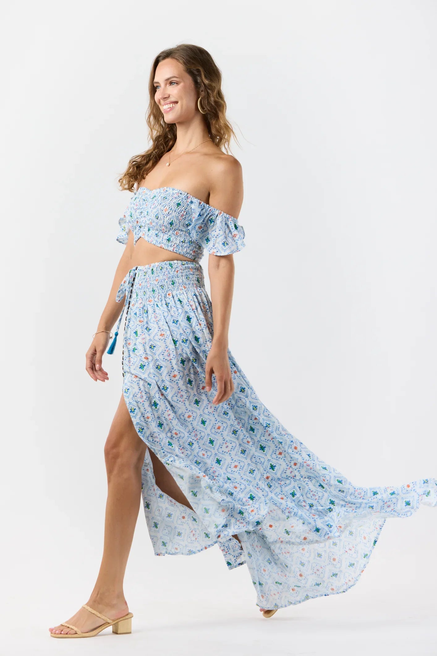 Tiare Hawaii Hollie Crop Top Naturals - Sedona Blue