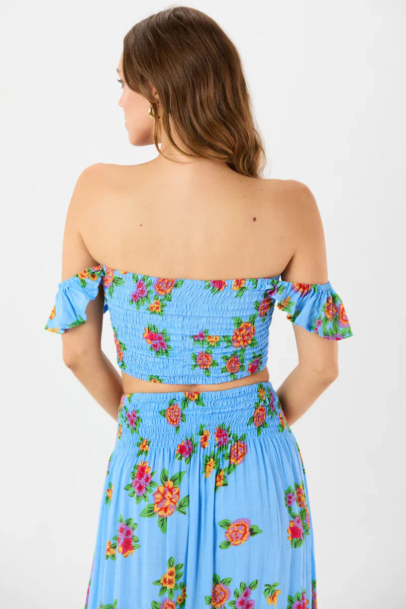 Tiare Hawaii Hollie Crop Top - Vintage Hawaiian Blue