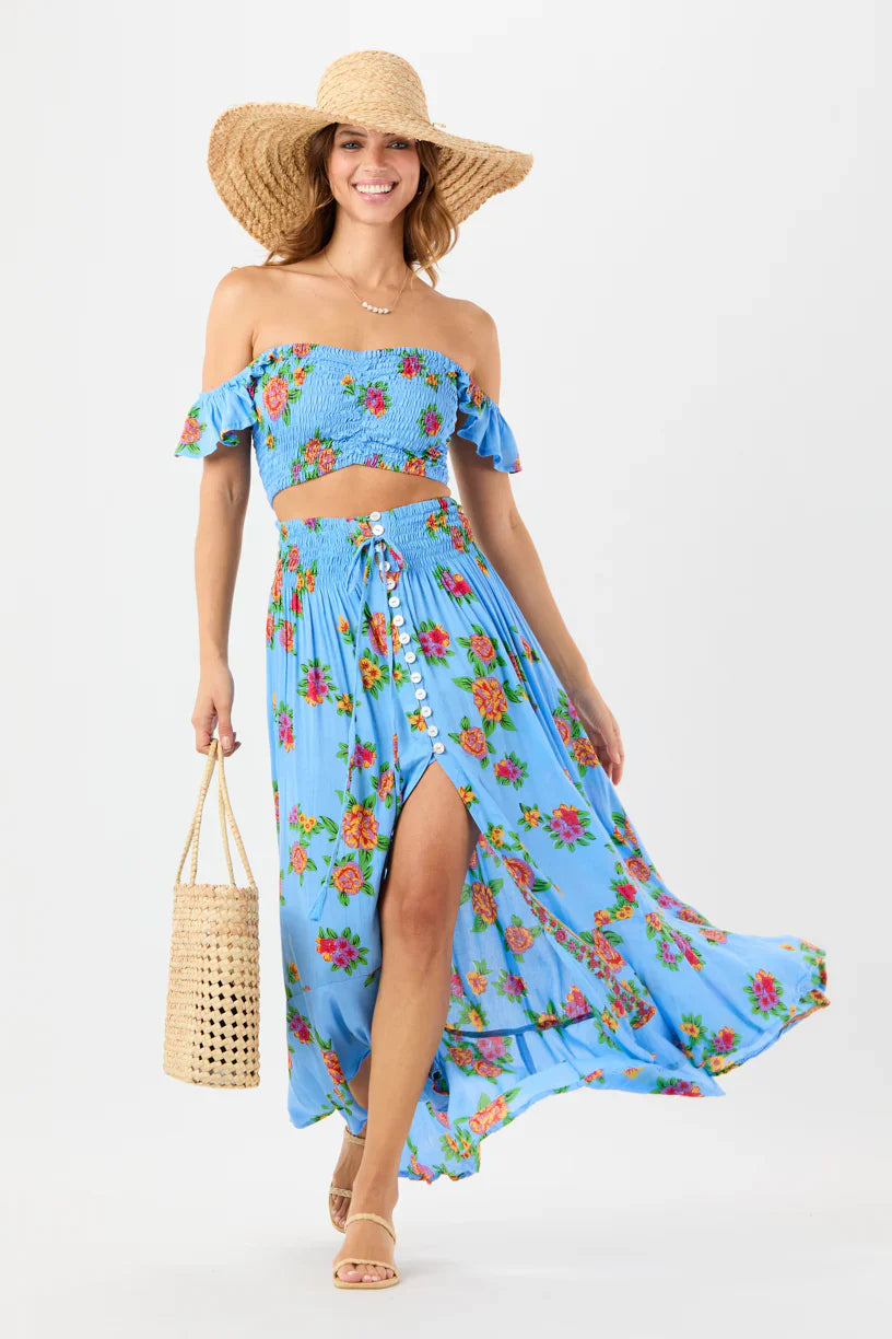 Tiare Hawaii Hollie Crop Top - Vintage Hawaiian Blue