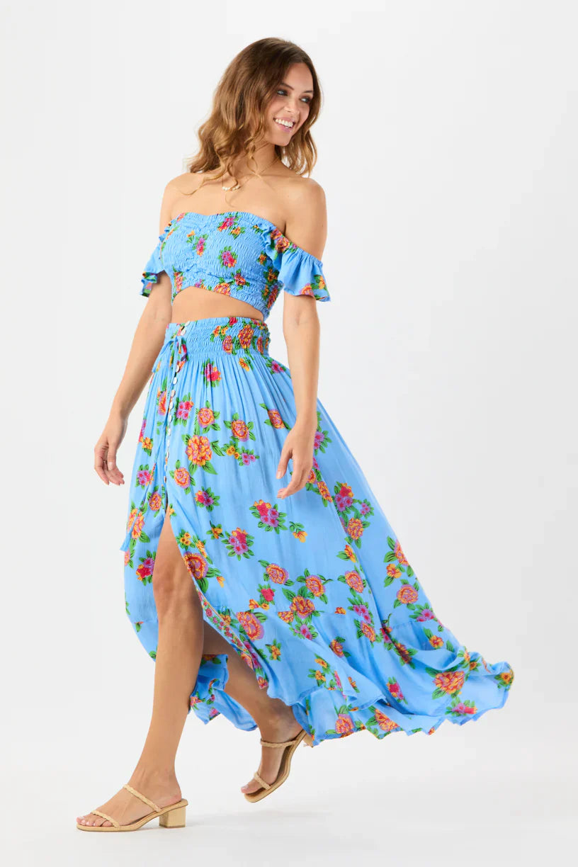 Tiare Hawaii Hollie Crop Top - Vintage Hawaiian Blue