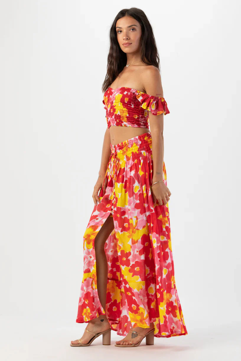 Tiare Hawaii Hollie Crop Top - Watercolor Dreams Red