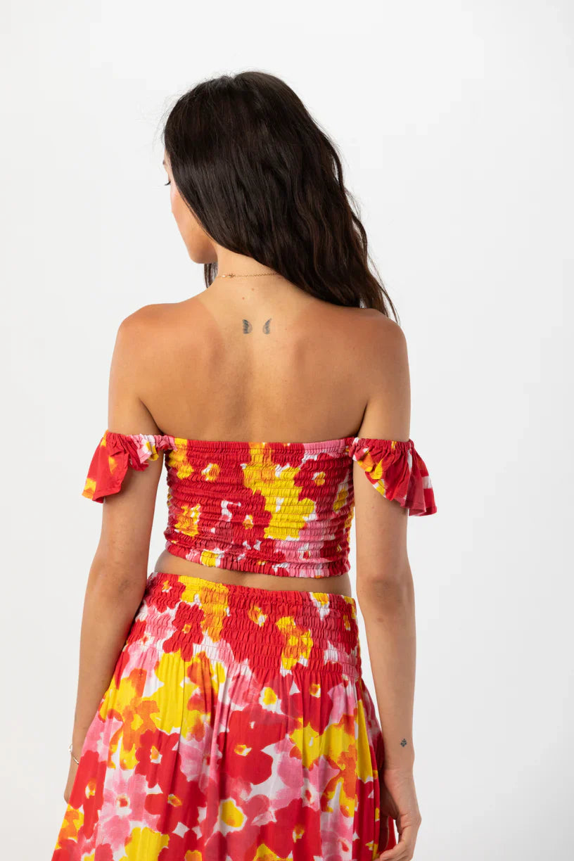 Tiare Hawaii Hollie Crop Top - Watercolor Dreams Red