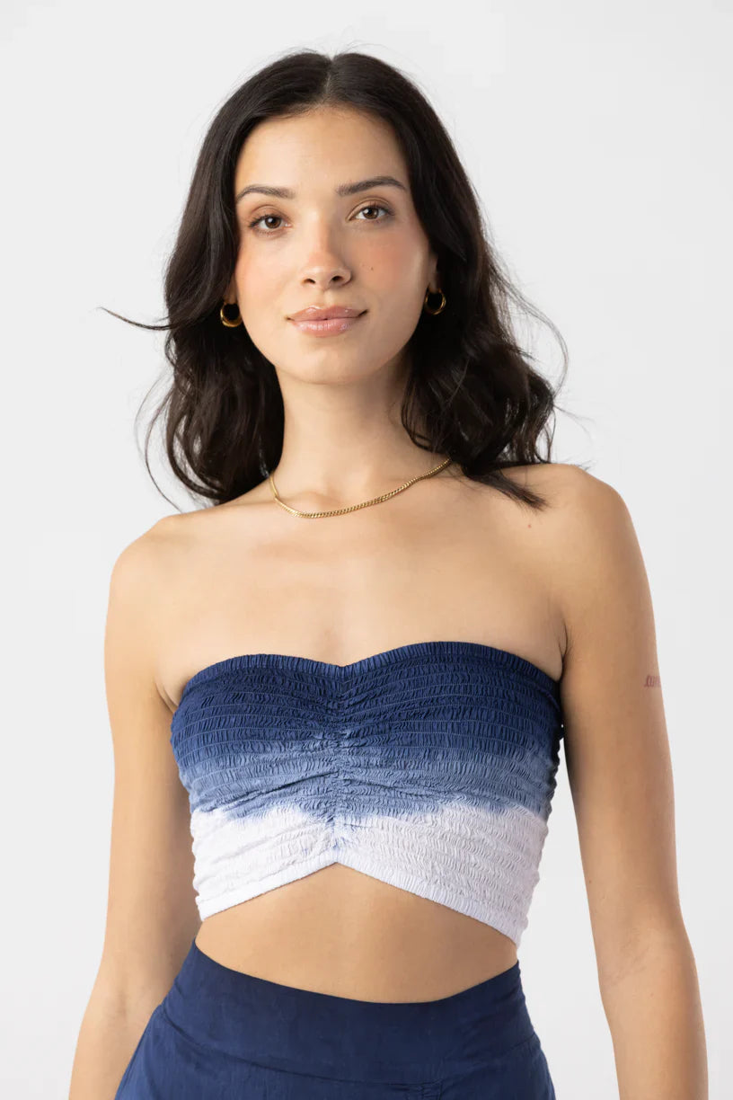 Tiare Hawaii Hollie Crop Top Sleeveless - White Navy Ombre
