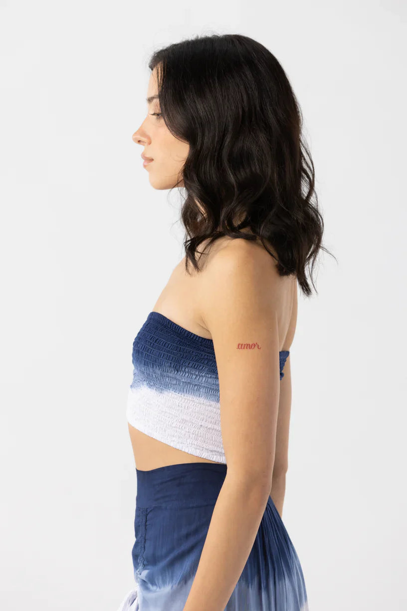 Tiare Hawaii Hollie Crop Top Sleeveless - White Navy Ombre