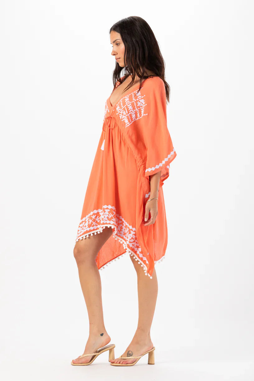 Tiare Hawaii Mykonos Mini Dress - Neon Guava White
