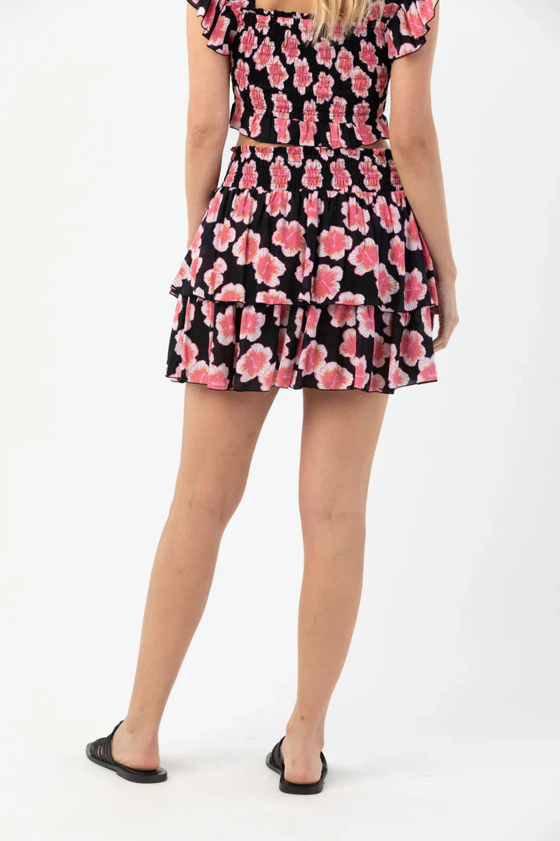 Tiare Hawaii Olivia Skirt - Lanai Floral Black