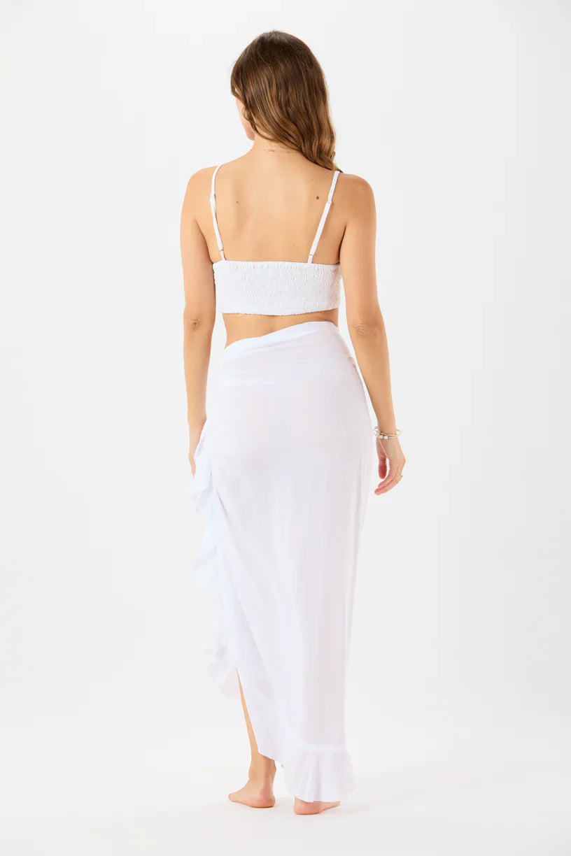 Tiare Hawaii Ruffle Wrap Skirt - White