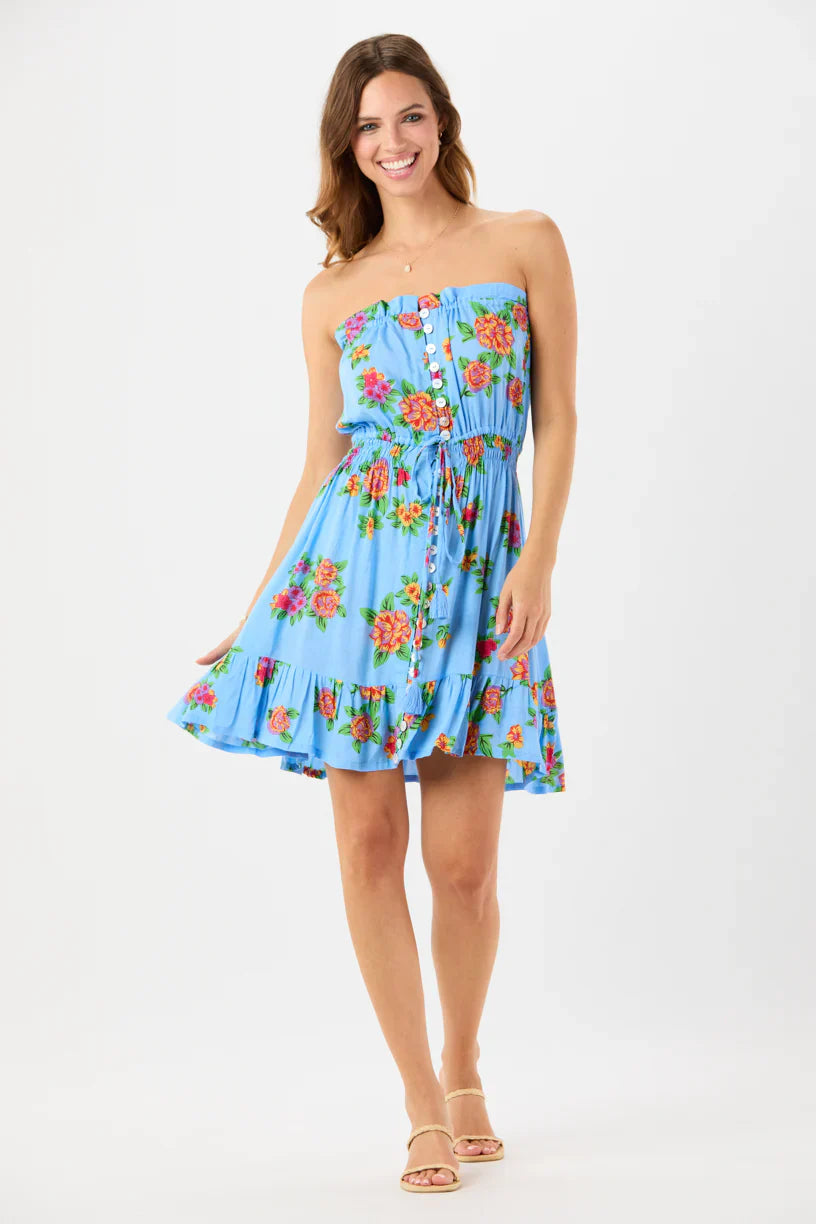 Tiare Hawaii Ryden Mini Dress - Vintage Hawaiian Blue