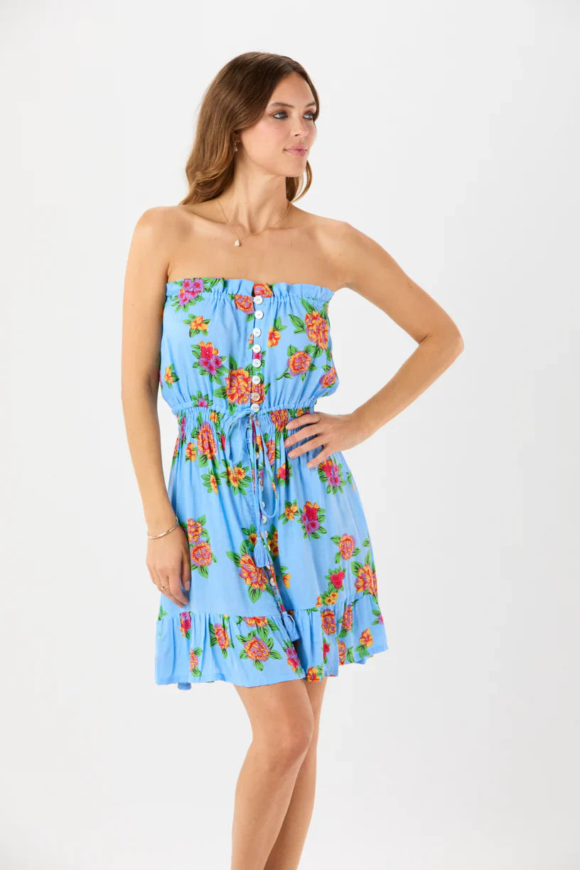 Tiare Hawaii Ryden Mini Dress - Vintage Hawaiian Blue
