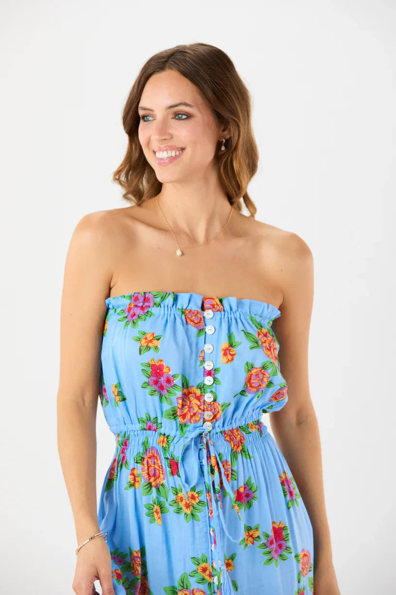 Tiare Hawaii Ryden Mini Dress - Vintage Hawaiian Blue