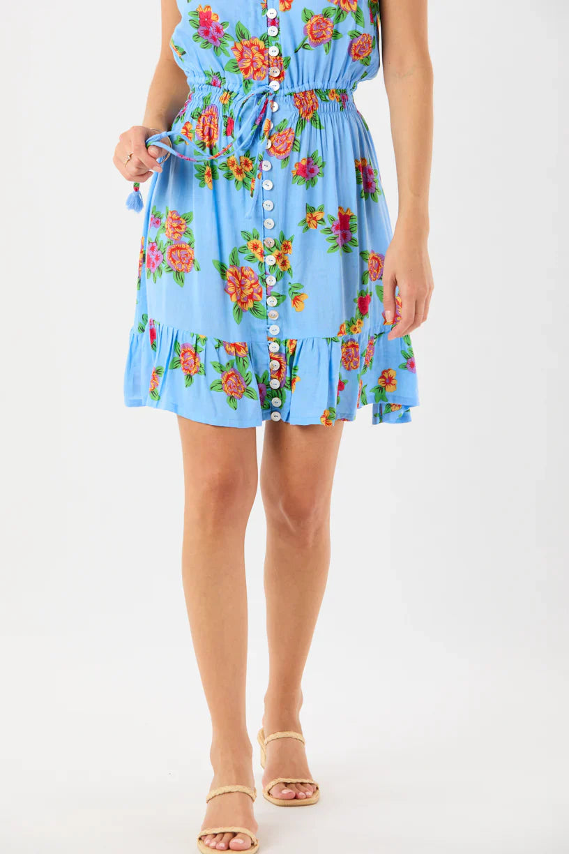 Tiare Hawaii Ryden Mini Dress - Vintage Hawaiian Blue