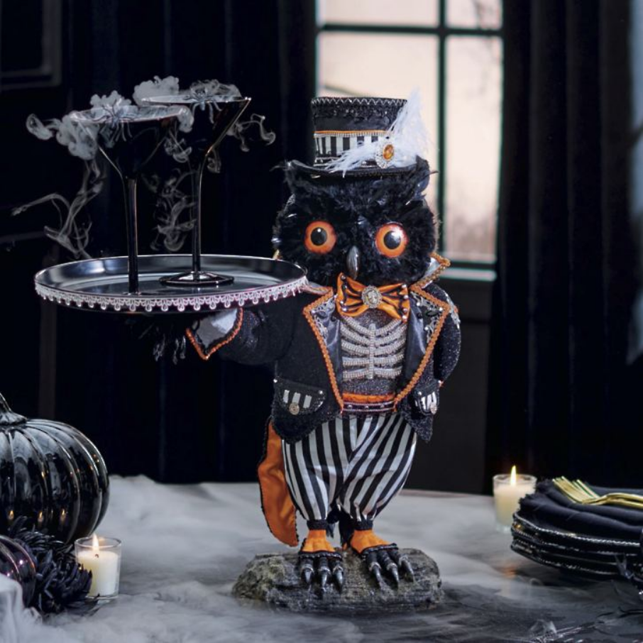 Grandin Road Katherine's Collection Macabre Owl Tabletop Server