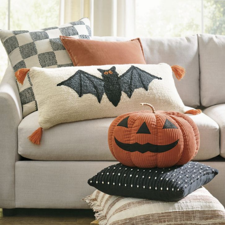 Grandin Road Halloween Hooked Bat Pillow