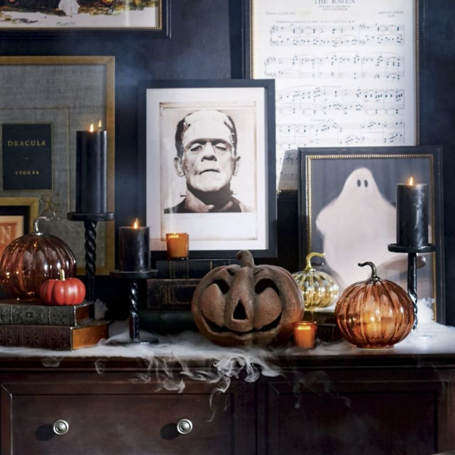 Grandin Road Phantom Face Pumpkin, Set of Two