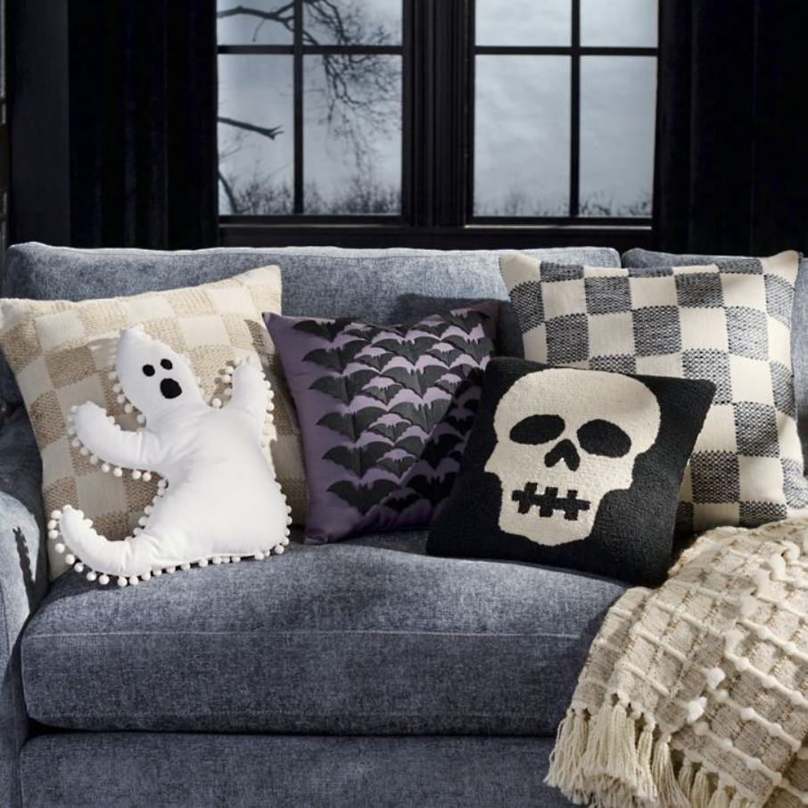 Grandin Road Skull Hooked Pillow