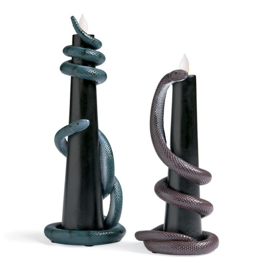 Grandin Road Sleek Snake Lit Candle, Set of Two