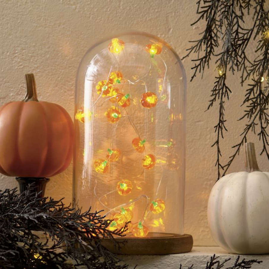 Grandin Road Mini Pumpkin String Lights, Set of Two