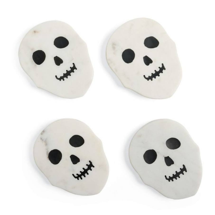 Grandin Road Marble Skull Coaster, Set of Four