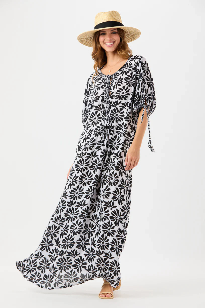 Tiare Hawaii Todos Santos Maxi Dress - Abstract Flowers White