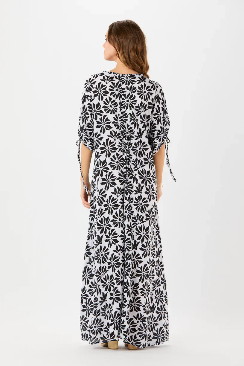 Tiare Hawaii Todos Santos Maxi Dress - Abstract Flowers White